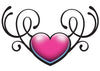 Pink and Black Heart Swirl Temporary Tattoo