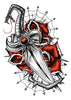 Black, Gray and Red Temporary Tattoo Set