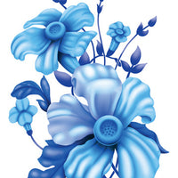 Blue Flowers Temporary Tattoo - Vintage Floral Tattoos