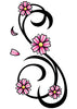 Pink and Black Cherry Blossom Swirl Temporary Tattoo