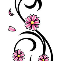 Pink and Black Cherry Blossom Swirl Temporary Tattoo