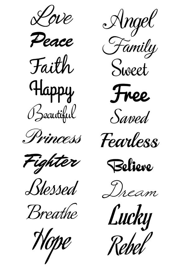 Script Temporary Tattoo Set | Tatt Me Temporary Tattoos