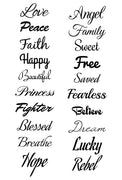 Script Temporary Tattoo Set