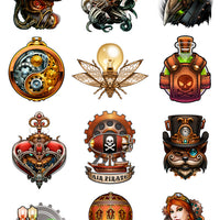 Steampunk temporary tattoo collection