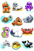 Under The Sea Temporary Tattoo Set - Ocean Animal Tattoos