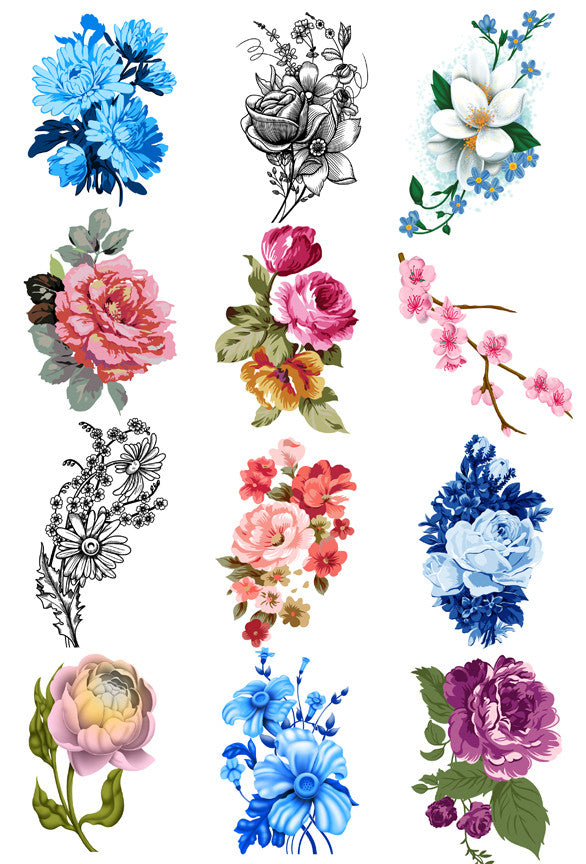 Vintage Floral Temporary Tattoo Set | Tatt Me Temporary Tattoos
